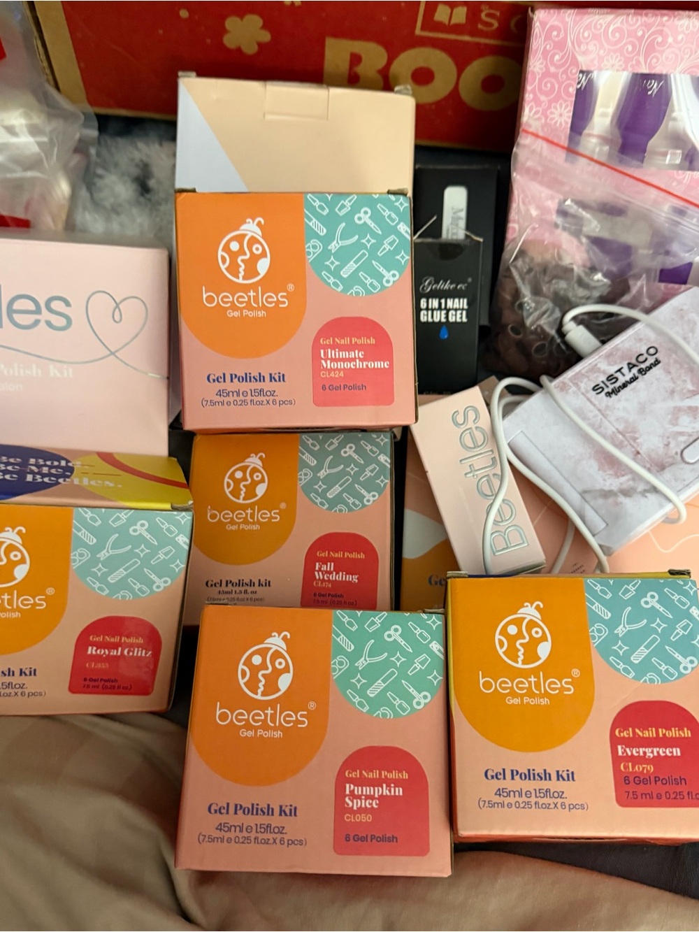 Beetles Gel Polish Kit — Orange & Pink Shades+Drill & Much More!!